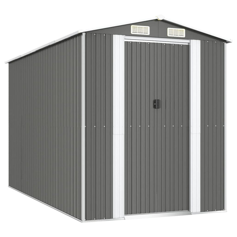 vidaXL Garden Shed Light Grey 192x357x223 cm Galvanised Steel
