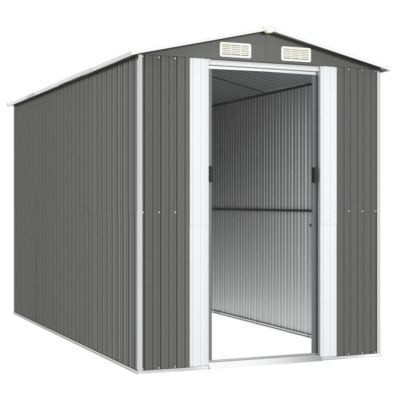 vidaXL Garden Shed Light Grey 192x357x223 cm Galvanised Steel