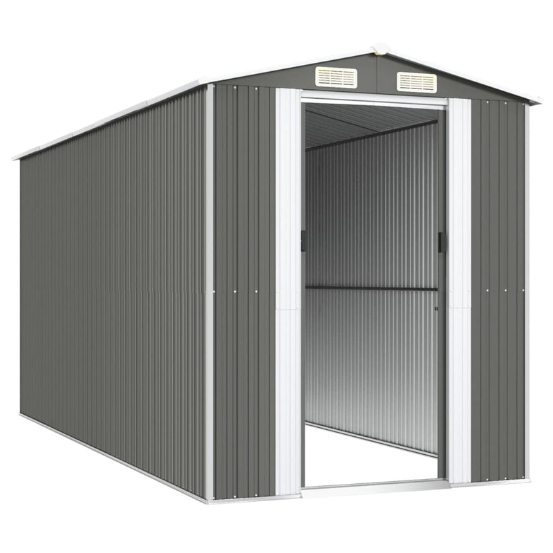 vidaXL Garden Shed Light Grey 192x440x223 cm Galvanised Steel