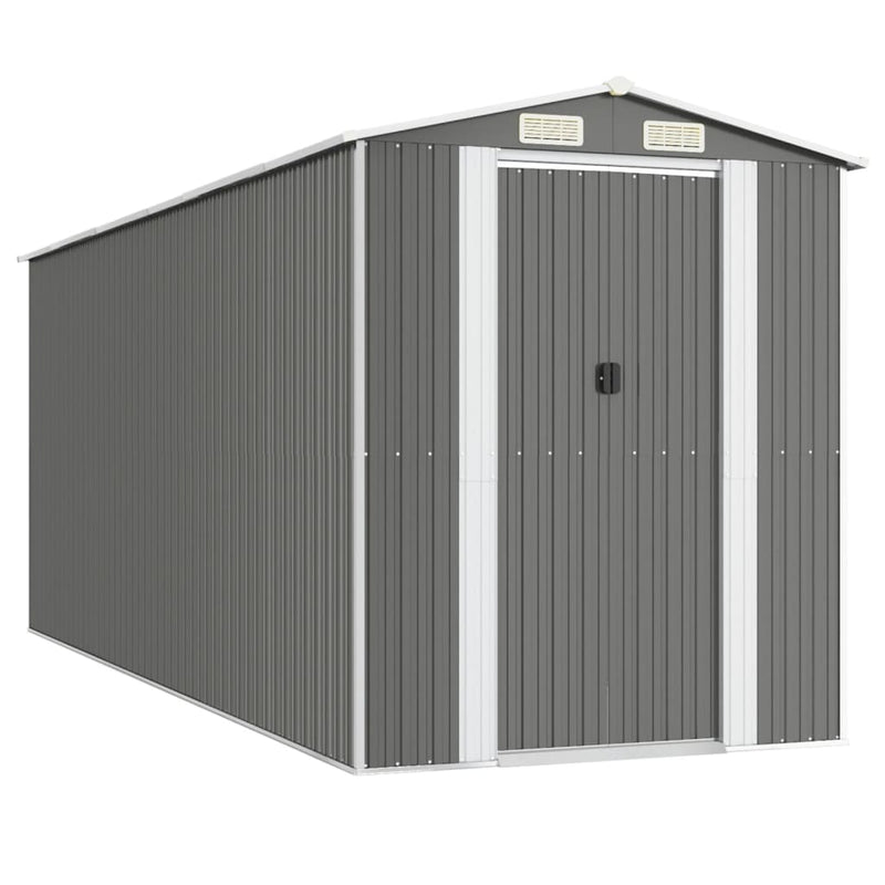 vidaXL Garden Shed Light Grey 192x523x223 cm Galvanised Steel