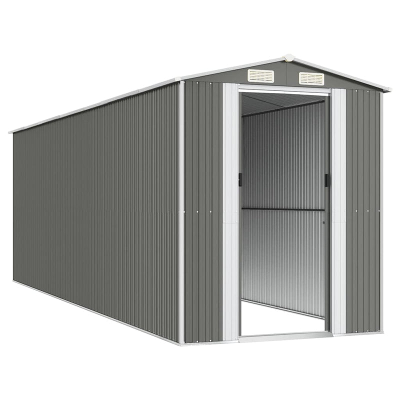 vidaXL Garden Shed Light Grey 192x606x223 cm Galvanised Steel