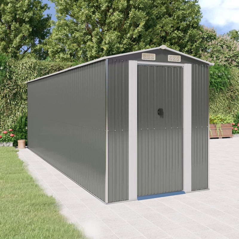 vidaXL Garden Shed Light Grey 192x606x223 cm Galvanised Steel