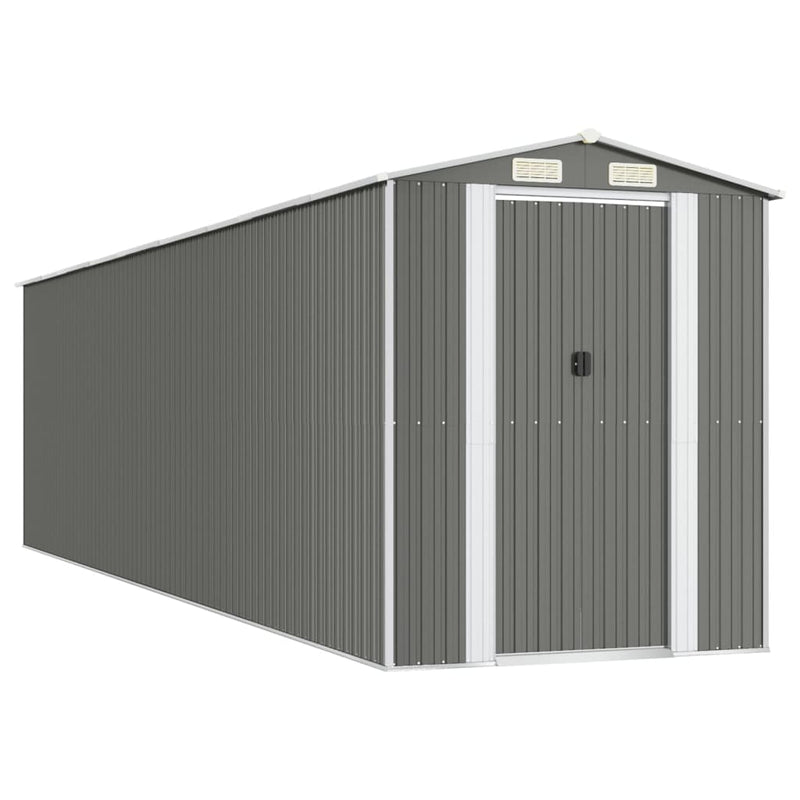 vidaXL Garden Shed Light Grey 192x772x223 cm Galvanised Steel