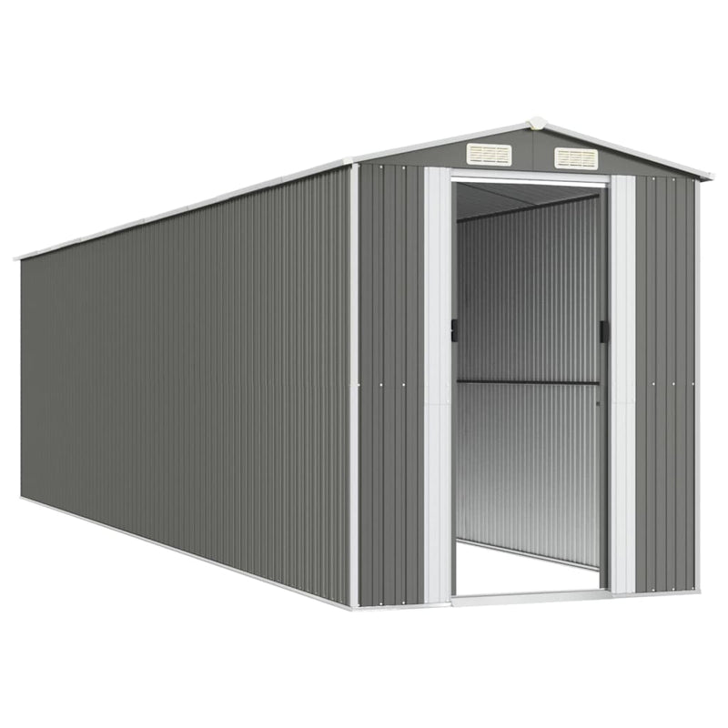 vidaXL Garden Shed Light Grey 192x772x223 cm Galvanised Steel