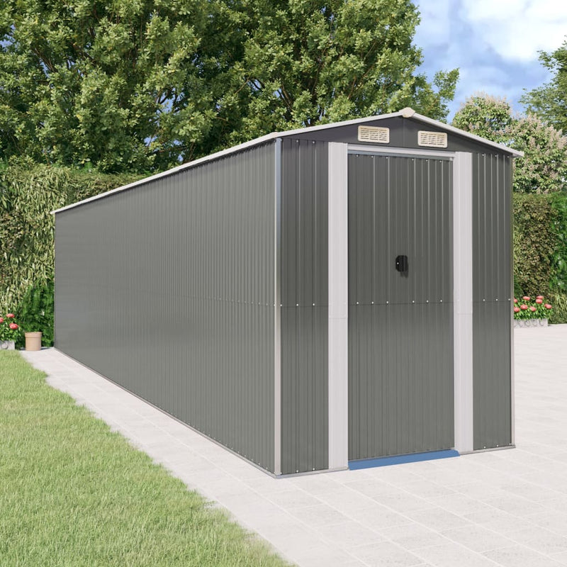 vidaXL Garden Shed Light Grey 192x772x223 cm Galvanised Steel