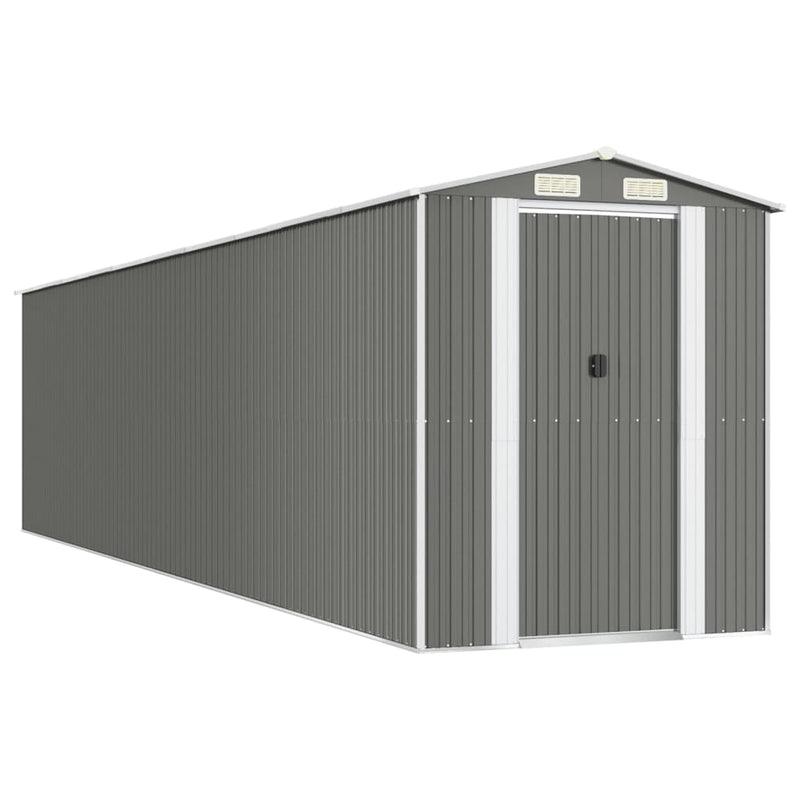 vidaXL Garden Shed Light Grey 192x855x223 cm Galvanised Steel