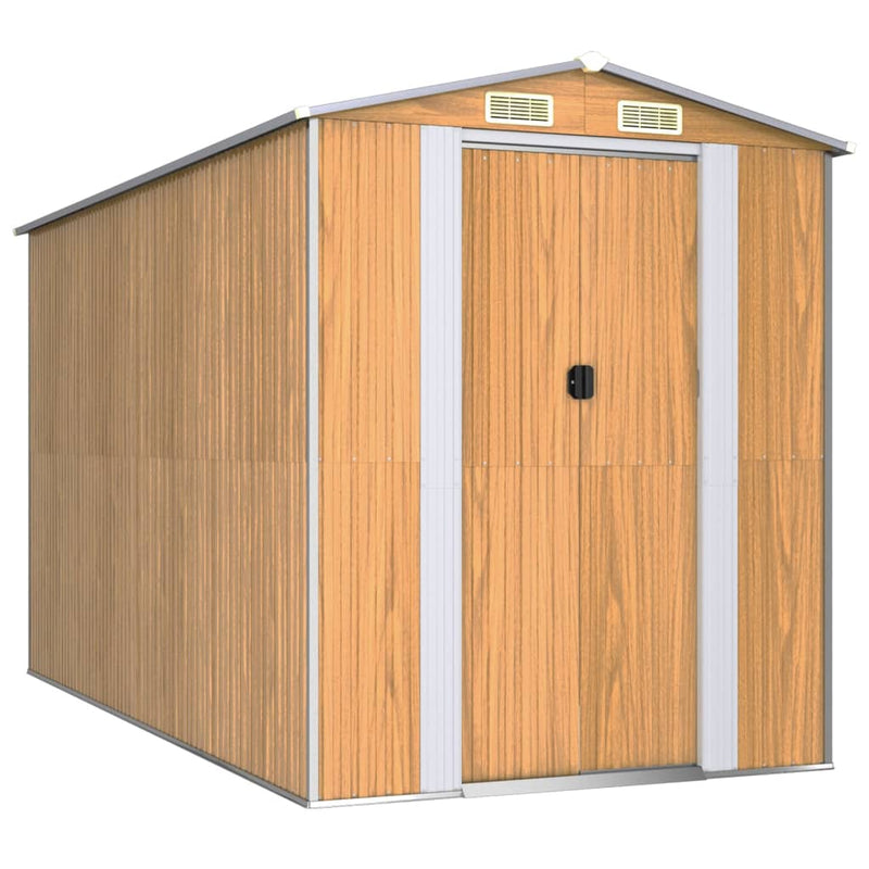 vidaXL Garden Shed Light Brown 192x357x223 cm Galvanised Steel