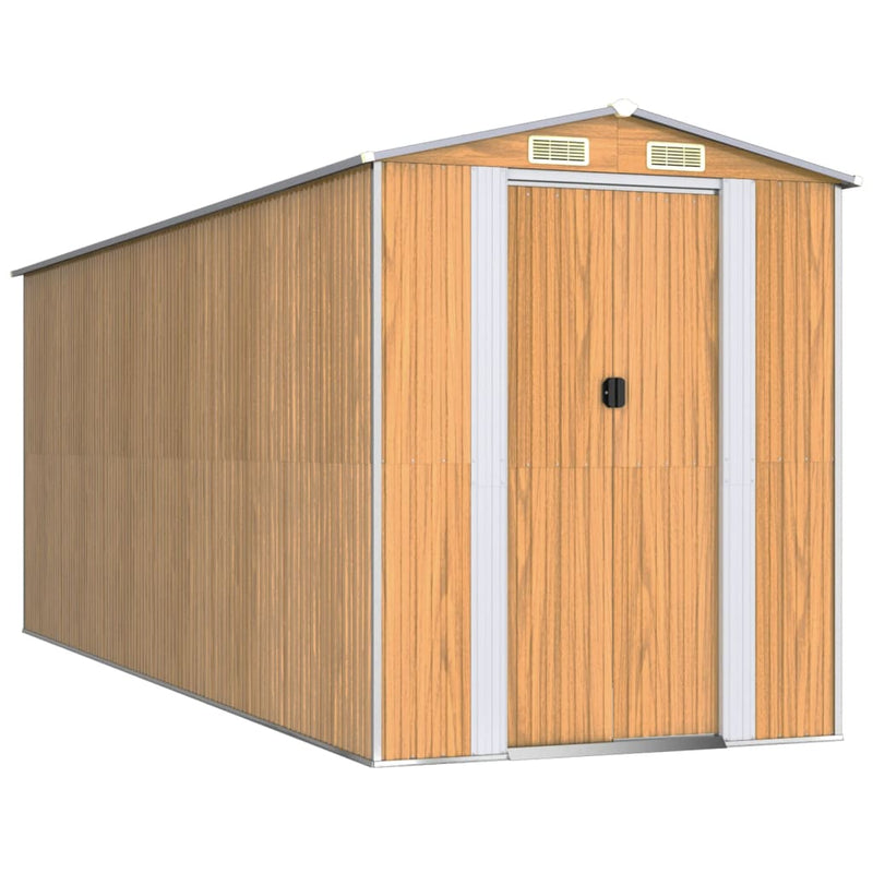 vidaXL Garden Shed Light Brown 192x523x223 cm Galvanised Steel