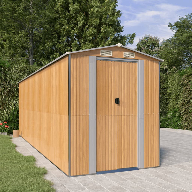 vidaXL Garden Shed Light Brown 192x606x223 cm Galvanised Steel