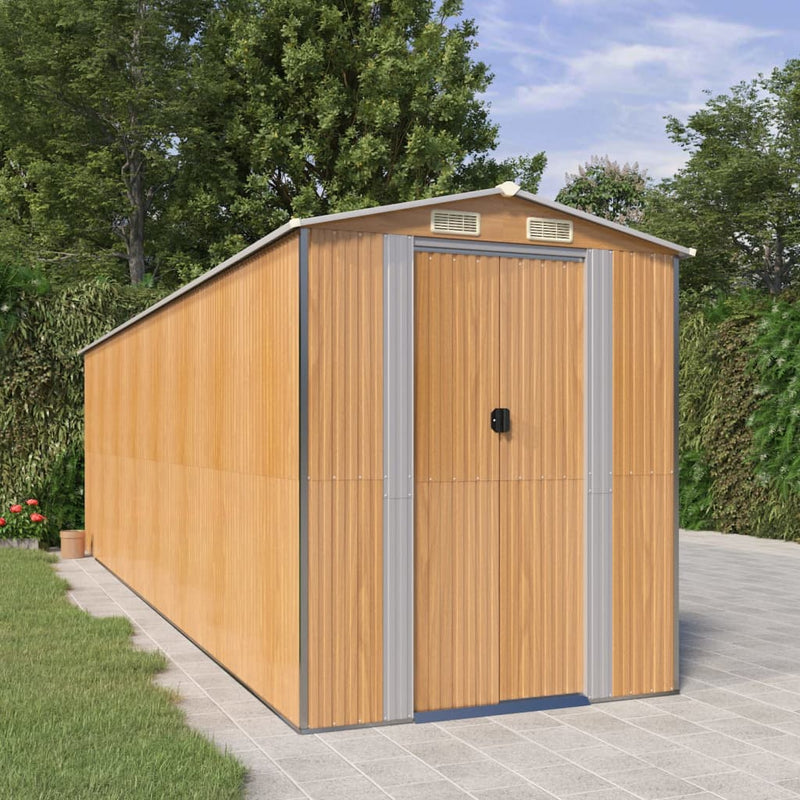 vidaXL Garden Shed Light Brown 192x689x223 cm Galvanised Steel