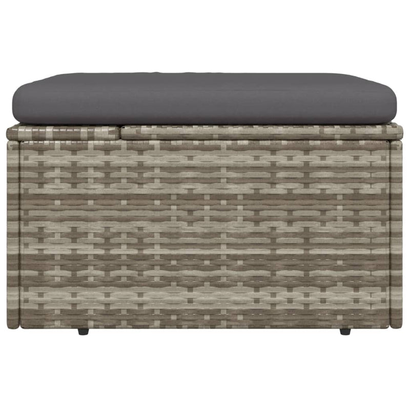 vidaXL Garden Footrest with Cushion Grey 55x55x30 cm Poly Rattan