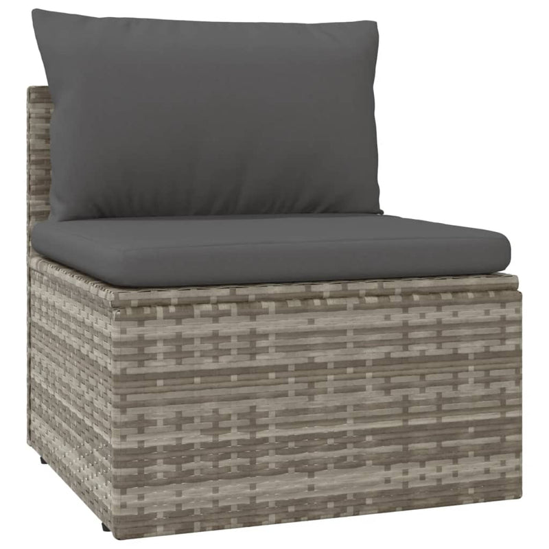 vidaXL Garden Middle Sofa with Cushion Grey 57x57x56 cm Poly Rattan