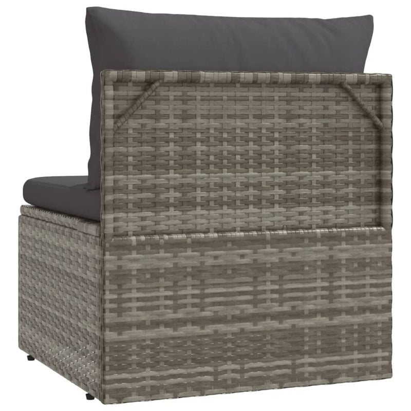 vidaXL Garden Middle Sofa with Cushion Grey 57x57x56 cm Poly Rattan