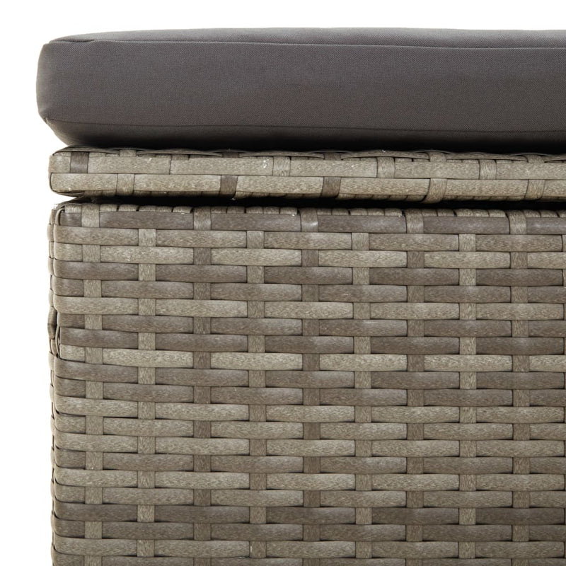 vidaXL Garden Middle Sofa with Cushion Grey 57x57x56 cm Poly Rattan