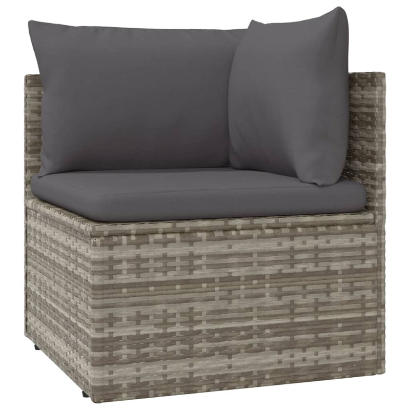 vidaXL Garden Corner Sofa with Cushion Grey 57x57x56 cm Poly Rattan