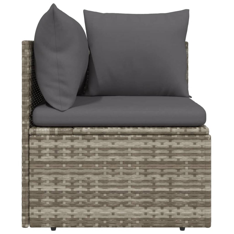 vidaXL Garden Corner Sofa with Cushion Grey 57x57x56 cm Poly Rattan