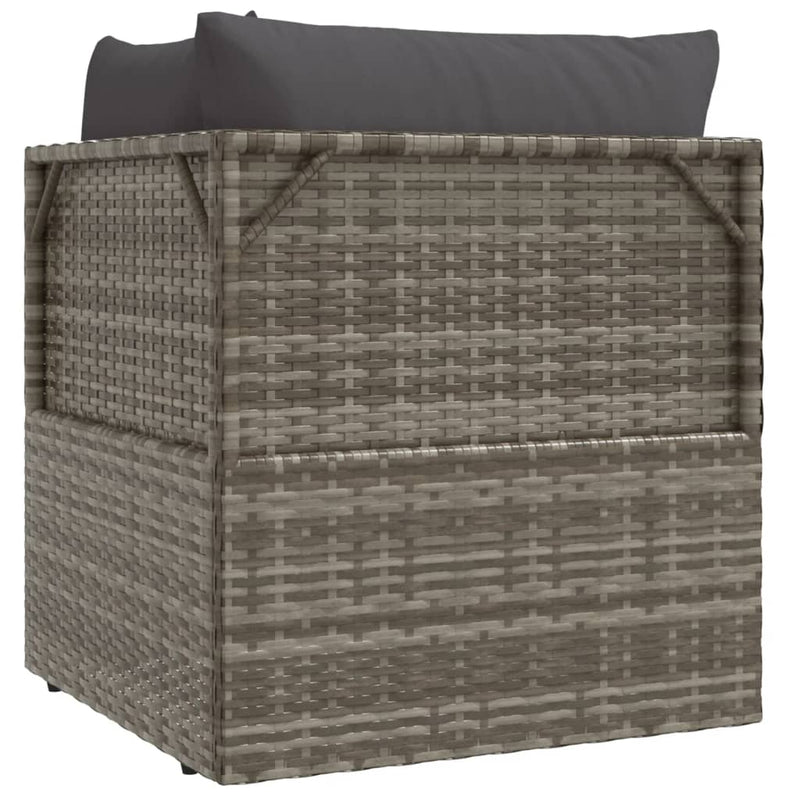 vidaXL Garden Corner Sofa with Cushion Grey 57x57x56 cm Poly Rattan