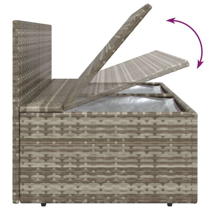 vidaXL 2-Seater Garden Sofa with Cushions Grey Poly Rattan