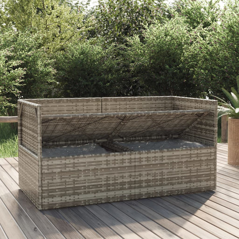 vidaXL 2-Seater Garden Sofa with Cushions Grey Poly Rattan