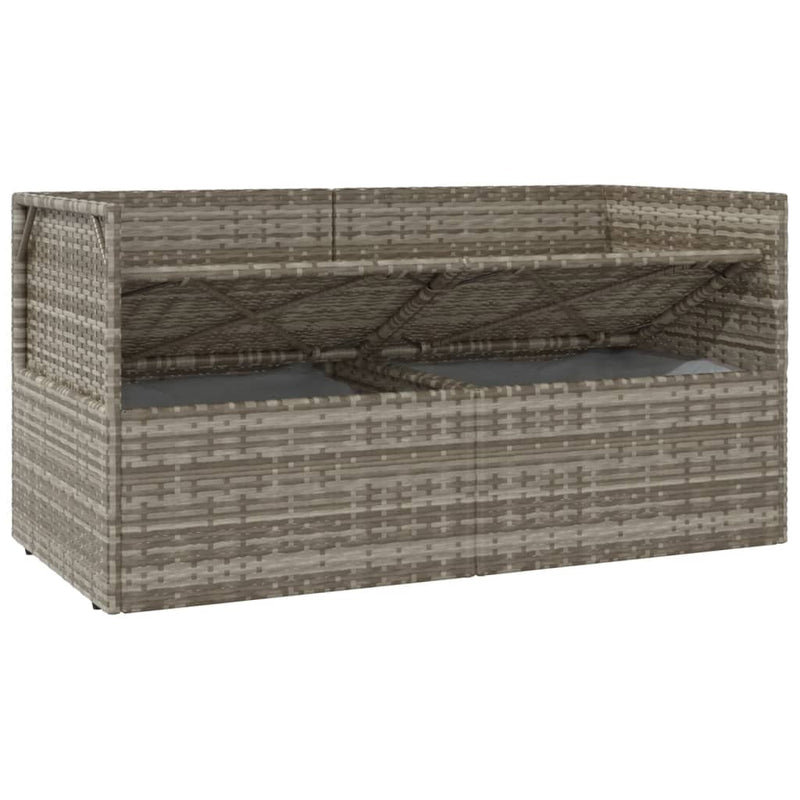 vidaXL 2-Seater Garden Sofa with Cushions Grey Poly Rattan