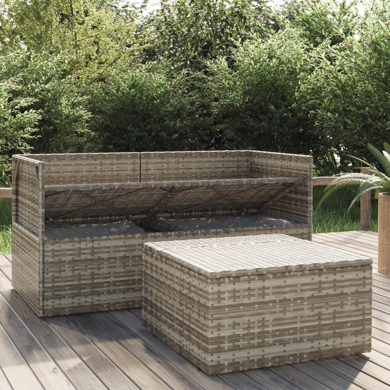 vidaXL 3 Piece Garden Lounge Set with Cushions Grey Poly Rattan