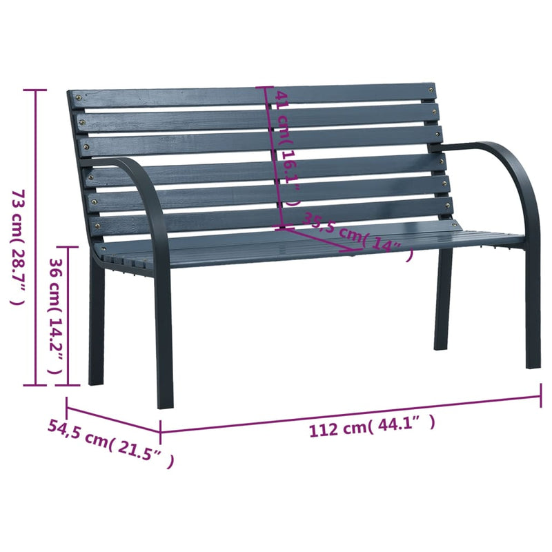 vidaXL Garden Bench Grey 112 cm Solid Wood Fir