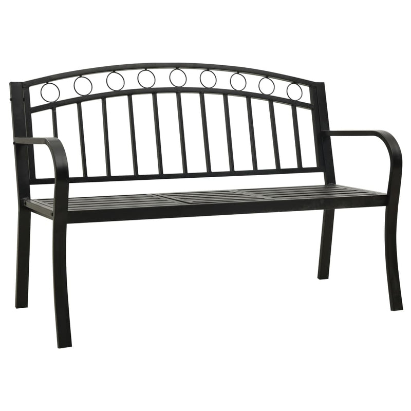 vidaXL Garden Bench with Table Black 120 cm Steel