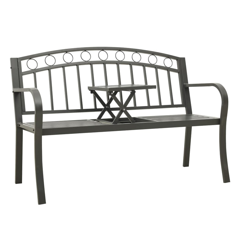 vidaXL Garden Bench with Table Grey 120 cm Steel