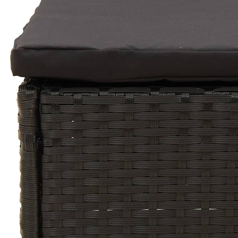 vidaXL Garden Footstool with Cushion Black Poly Rattan