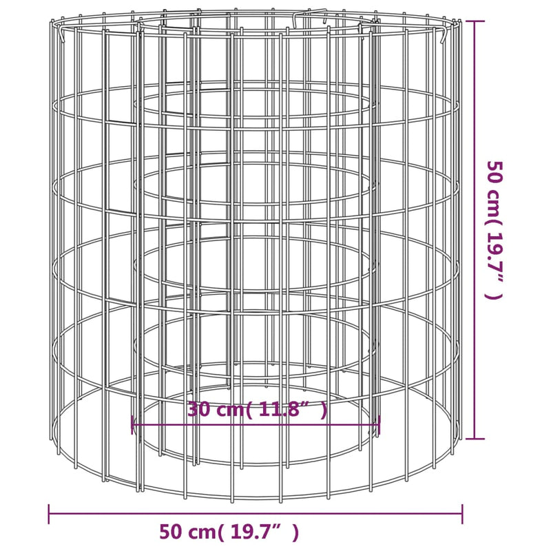 vidaXL Gabion Fire Pit Ø 50 cm Galvanised Iron