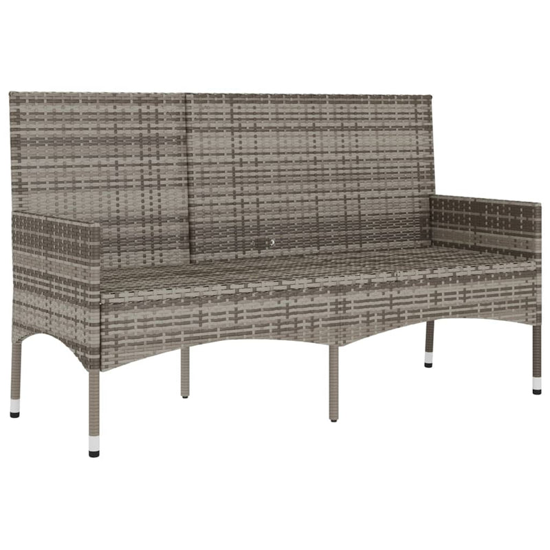 vidaXL 3-Seater Garden Bench with Cushions Grey Poly Rattan