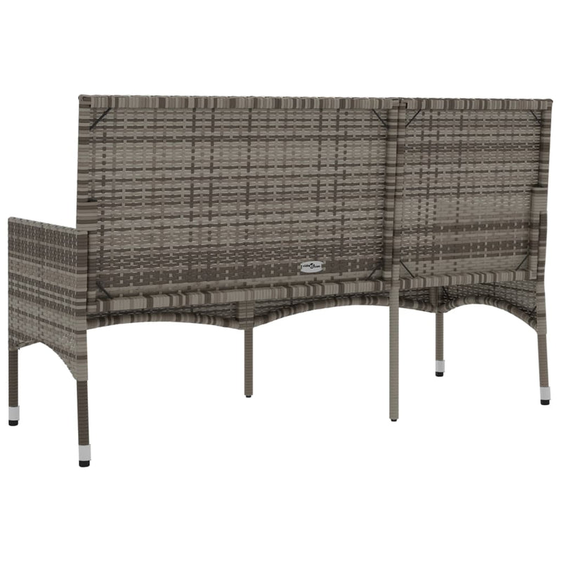 vidaXL 3-Seater Garden Bench with Cushions Grey Poly Rattan