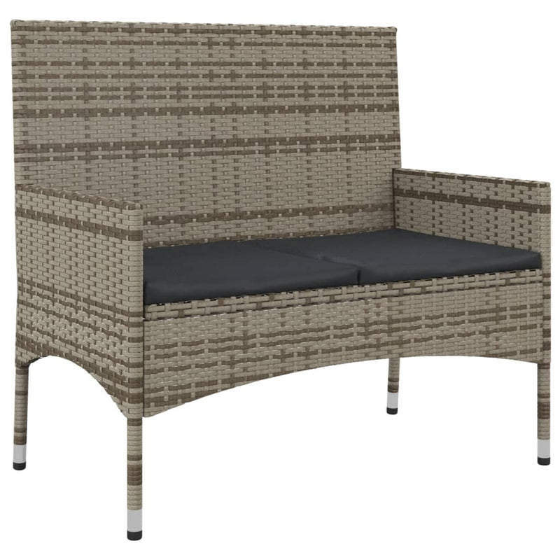 vidaXL 4 Piece Garden Lounge Set with Cushions Grey Poly Rattan