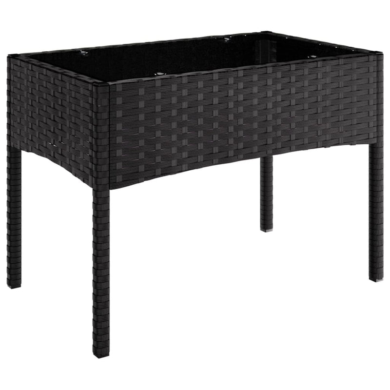 vidaXL 4 Piece Garden Lounge Set with Cushions Black Poly Rattan