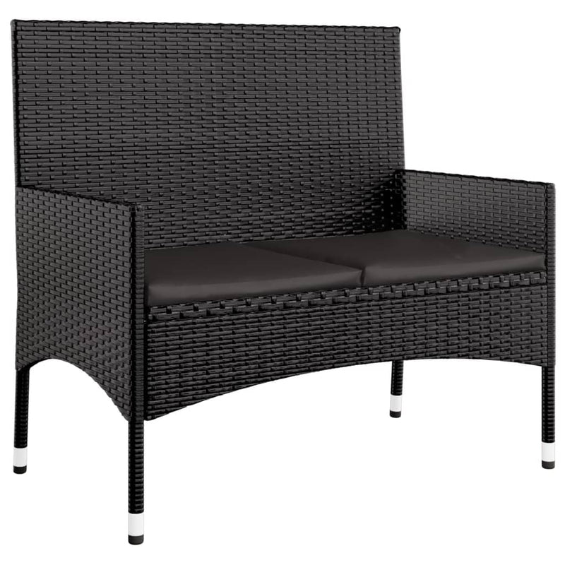 vidaXL 4 Piece Garden Lounge Set with Cushions Black Poly Rattan