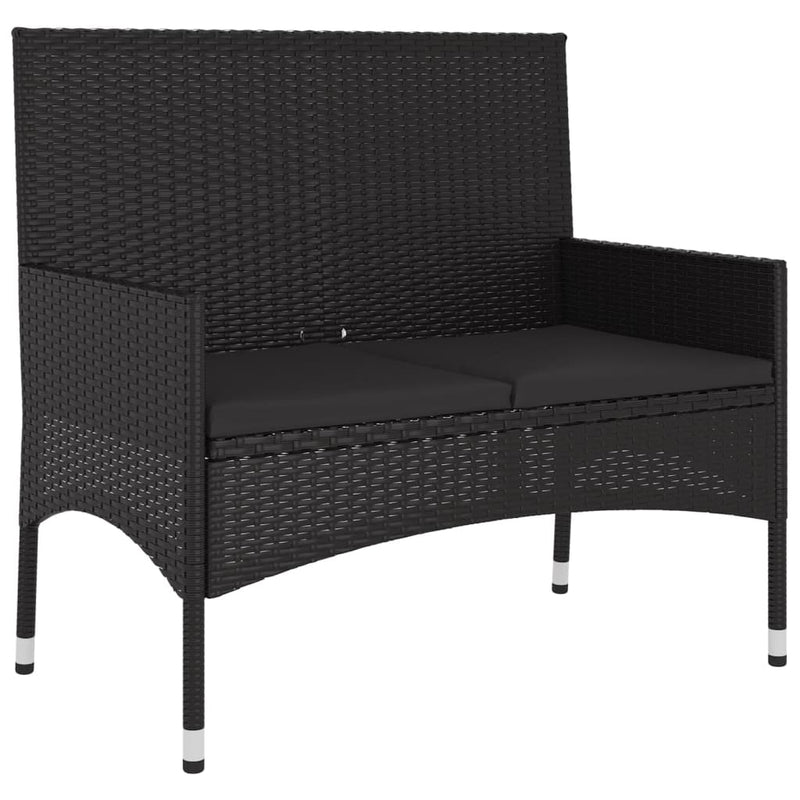 vidaXL 6 Piece Garden Lounge Set with Cushions Black Poly Rattan