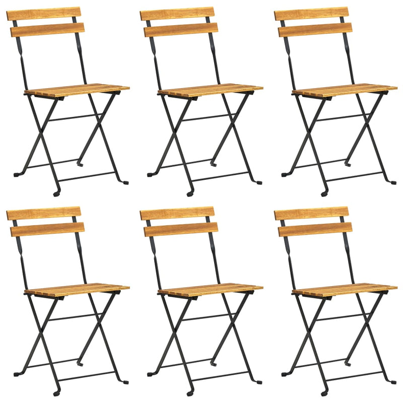 vidaXL Folding Garden Chairs 6 pcs Steel and Solid Wood Acacia