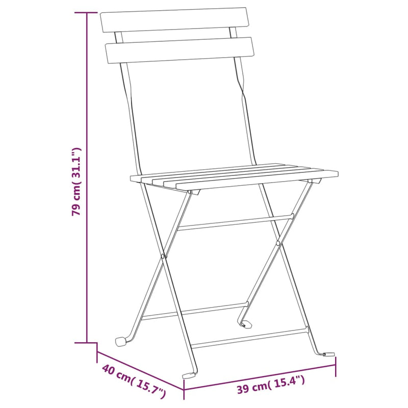 vidaXL Folding Garden Chairs 6 pcs Steel and Solid Wood Acacia
