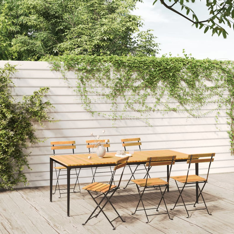 vidaXL Folding Garden Chairs 6 pcs Steel and Solid Wood Acacia