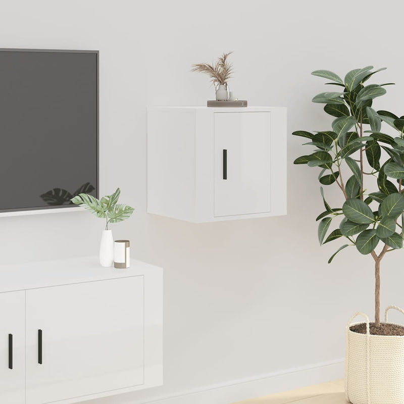 vidaXL Wall Mounted TV Cabinet High Gloss White 40x34.5x40 cm