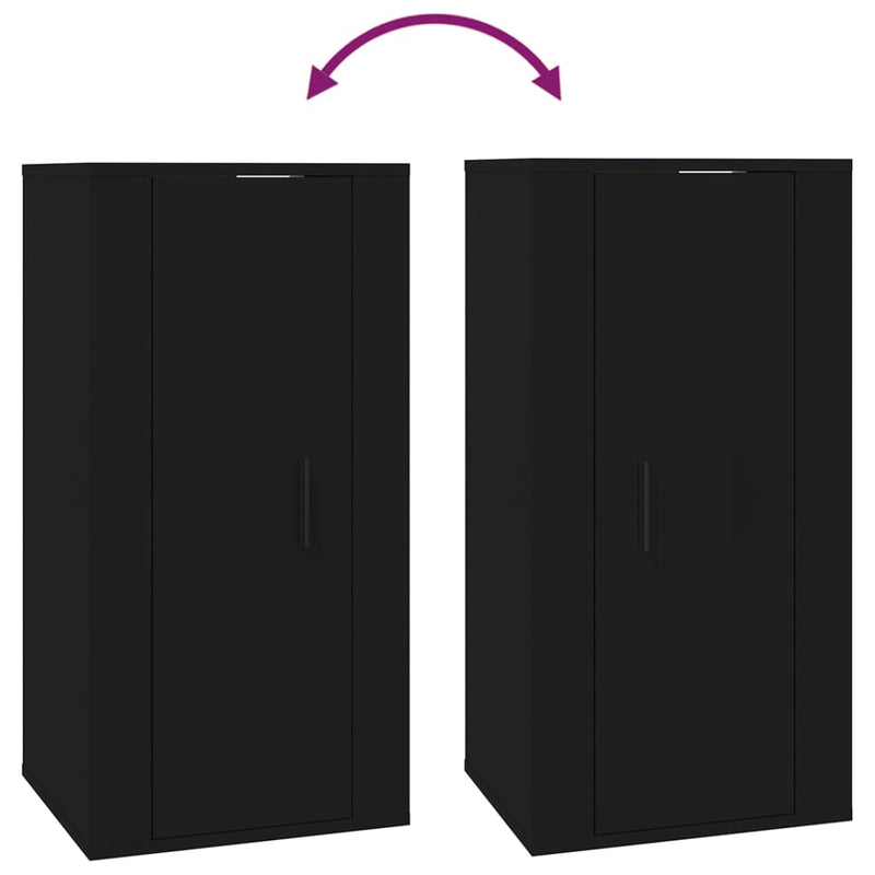 vidaXL Wall Mounted TV Cabinet Black 40x34.5x80 cm