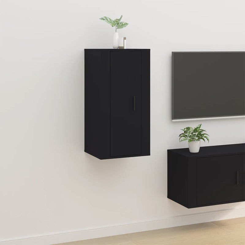 vidaXL Wall Mounted TV Cabinet Black 40x34.5x80 cm