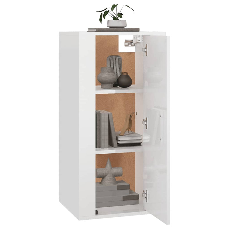 vidaXL Wall Mounted TV Cabinet High Gloss White 40x34.5x80 cm