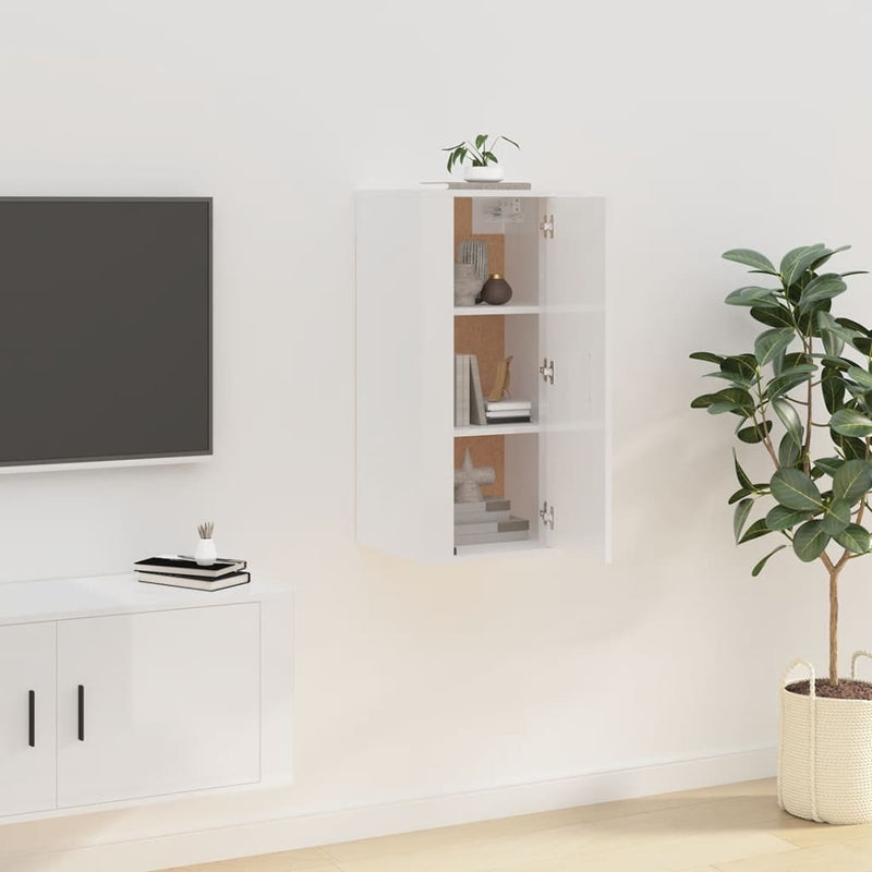 vidaXL Wall Mounted TV Cabinet High Gloss White 40x34.5x80 cm