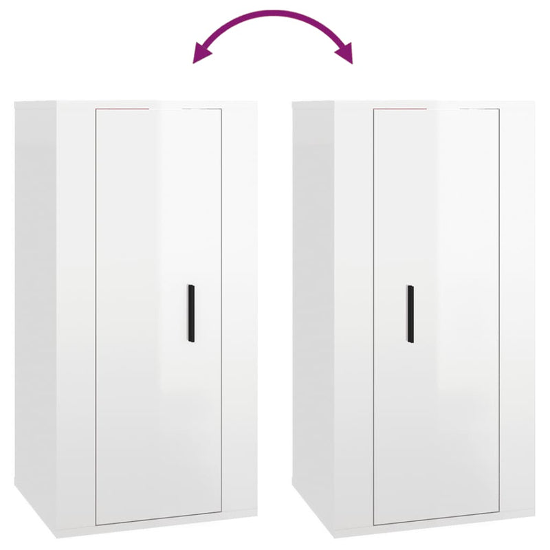 vidaXL Wall Mounted TV Cabinet High Gloss White 40x34.5x80 cm
