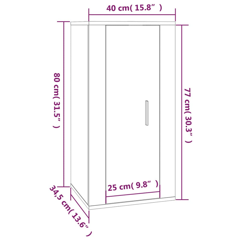 vidaXL Wall Mounted TV Cabinet High Gloss White 40x34.5x80 cm