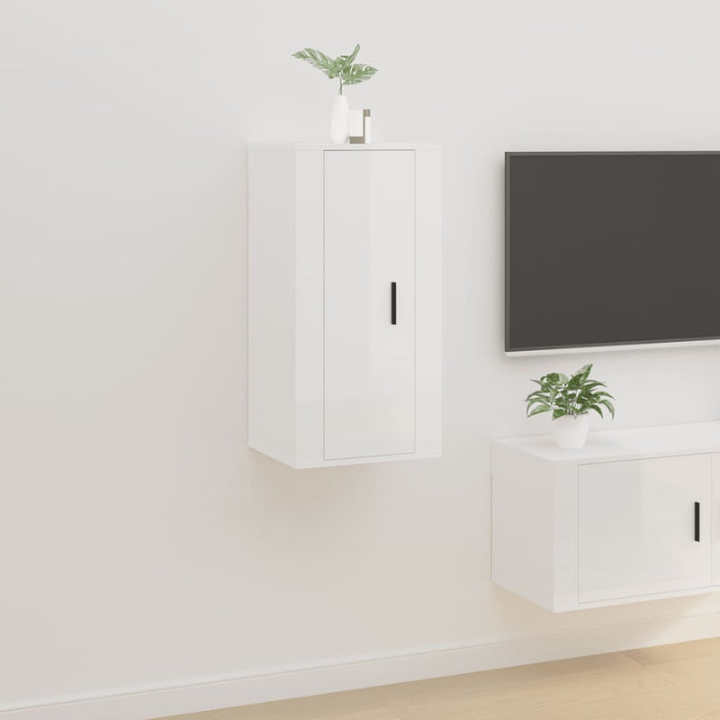 vidaXL Wall Mounted TV Cabinet High Gloss White 40x34.5x80 cm