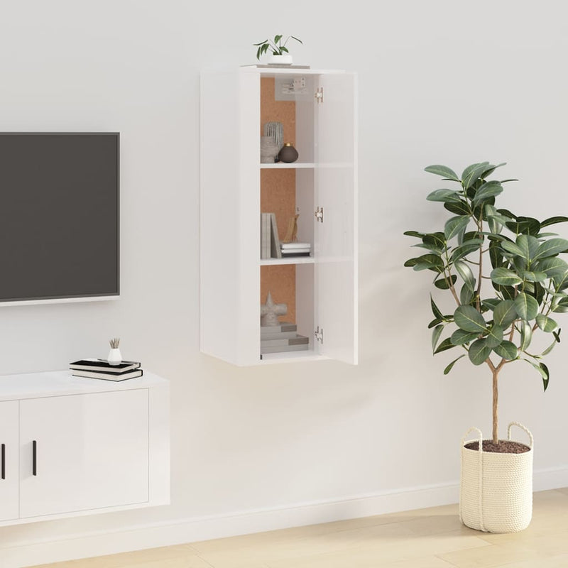 vidaXL Wall Mounted TV Cabinet High Gloss White 40x34.5x100 cm