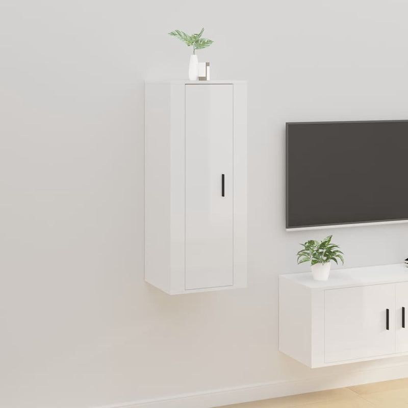 vidaXL Wall Mounted TV Cabinet High Gloss White 40x34.5x100 cm