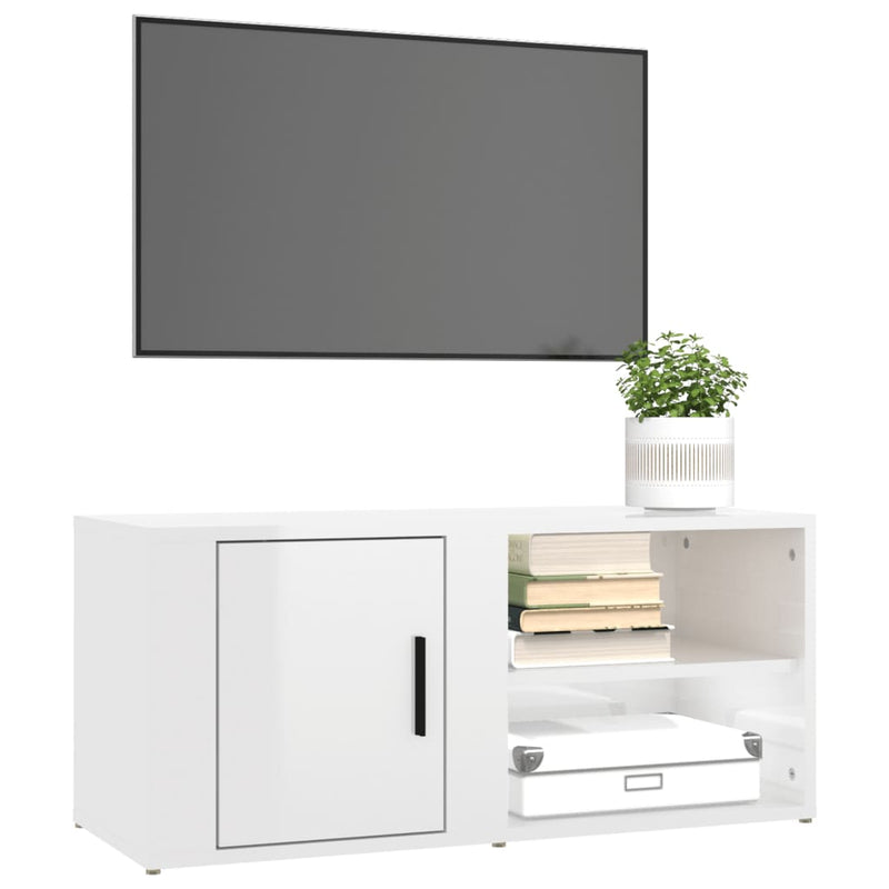 vidaXL TV Cabinets 2 pcs High Gloss White 80x31.5x36 cm Engineered Wood